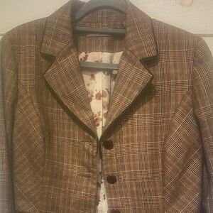 Kate Hill 100% Wool Houndstooth Fully Lined Blazer Size 12 P Great Condition